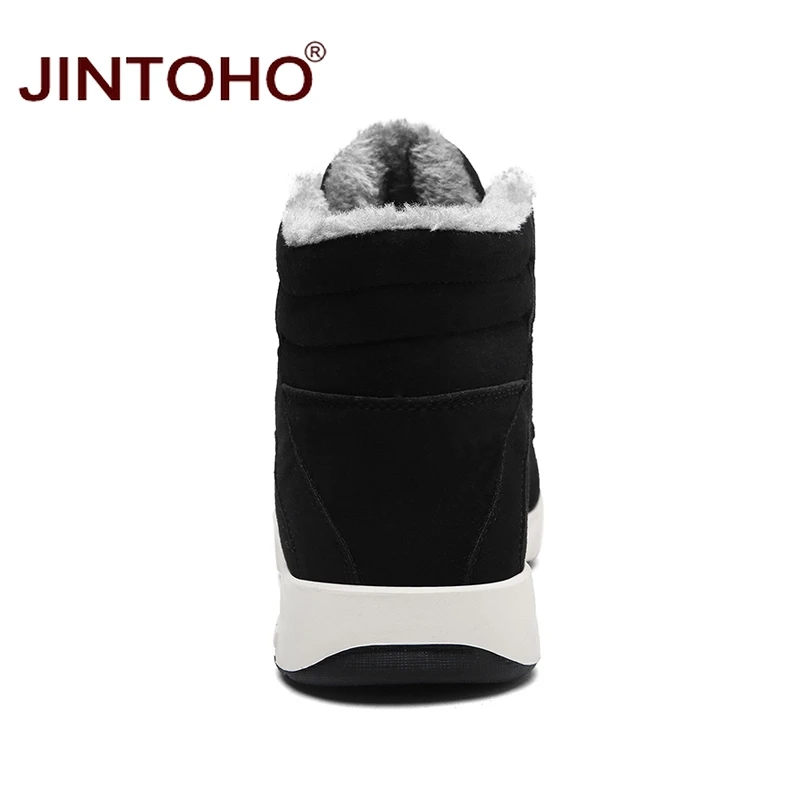 Новинка 2018 Мужская зимняя обувь JINTOHO модные кожаные мужские ботинки брендовая