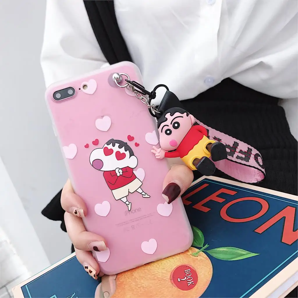 Для iPhone XS Max милый 3D Crayon Shin Chan чехол для X XR 6 7 8plus мультяшный Телефон задняя крышка +