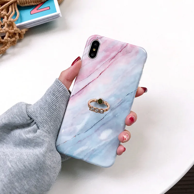 DISCASE Luxury Rhinestone Marble Phone Case For iPhone 7 6S XS MAX XR X 6 Plus 7Plus Kickstand Ring Back | Мобильные телефоны и