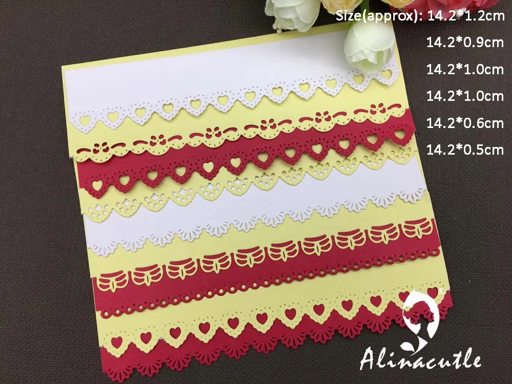 Металлические Вырубные штампы Alinacutle 6 шт. кружевные винтажные границы сердечки