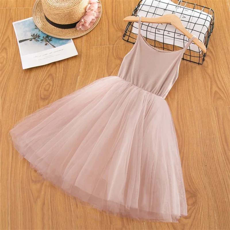 Girls Summer Dress Casual Style Baby Girl Clothes Children Cotton A-line Birthday Party Princess Mesh Vest Ballet Tutu Dresses | Детская