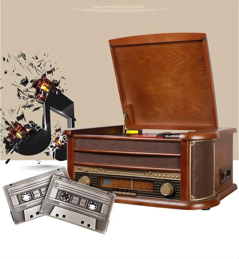 HX Classic Retro LP vinyl gramophone record player Bluetooth turntable CD Player Retro FM Radio 220v