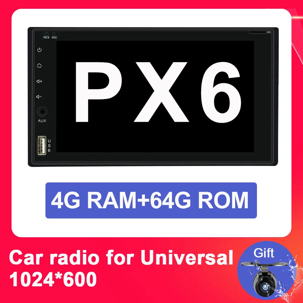 P15 4G 64G Eunavi в тире 2 Din 1024*600 HD Android 9,0 Автомобильный Кран ПК планшет 2din универсальный gps Мультимедиа Радио стерео аудио плеер 170*96 - Цвет: P15 4G 64G