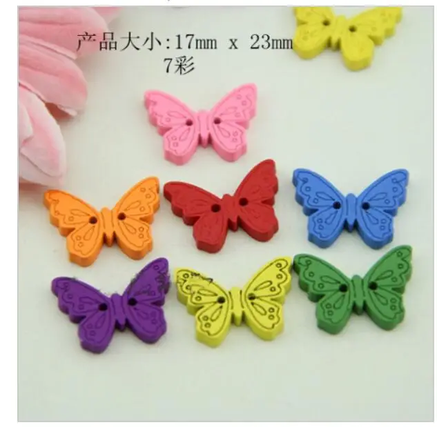 300 шт. 2 отверстия бабочка деревянные Швейные Кнопки 7 видов цветов кнопки для