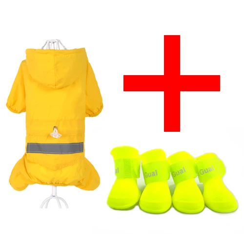 DRESSPET дождевик для собак и обувь для дождливой погоды, набор, комбинация, четыре цвета, дождевик/восемь цветов, непромокаемые сапоги - Цвет: Розовый