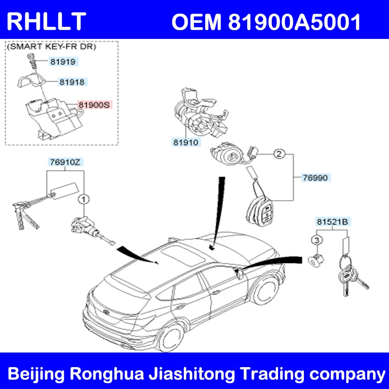 Замок зажигания в сборе для HYUNDAI SANTA FE 2013 2016 OEM 81900A5001 81900 A5001|Система запуска без