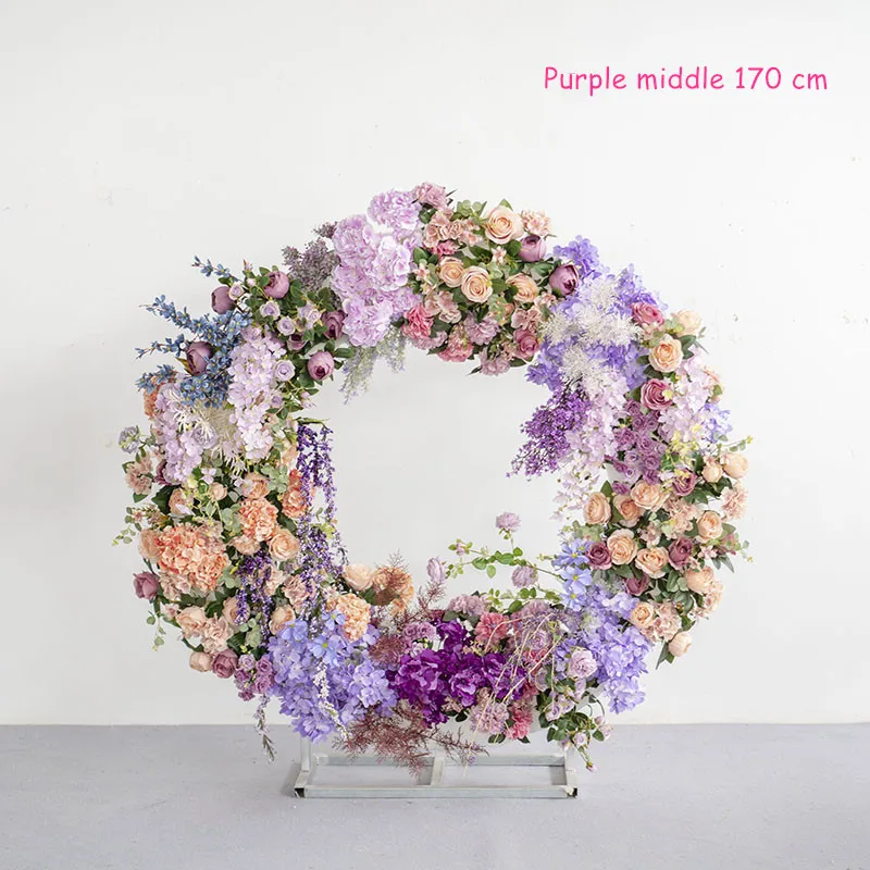 purple 170cm По индивидуальному заказу 210/170/130 см Искусственный цветок с металлическим Свадебные стенд Арка Декор для вечерние свадебные фон железная Арка+ юбка с цветочным рисунком, комплект одежды - Цвет: purple 170cm