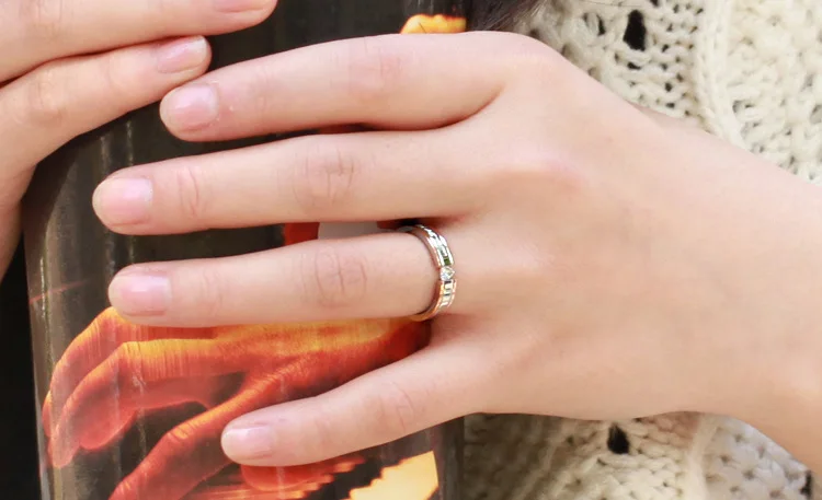 OUHE Trendy Silver Color Promise Couple Rings For Women Man Size 5-11 Holiday Gift Engagement Wedding Lovers Jewelry | Украшения и