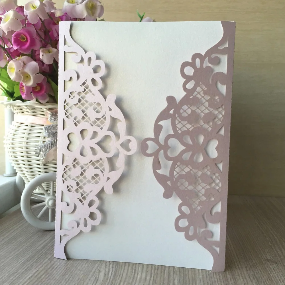 

30pcs Laser Cut Shimmer pearl paper craft Lace Design pattern Wedding Party 18th Birthday Invitations Card