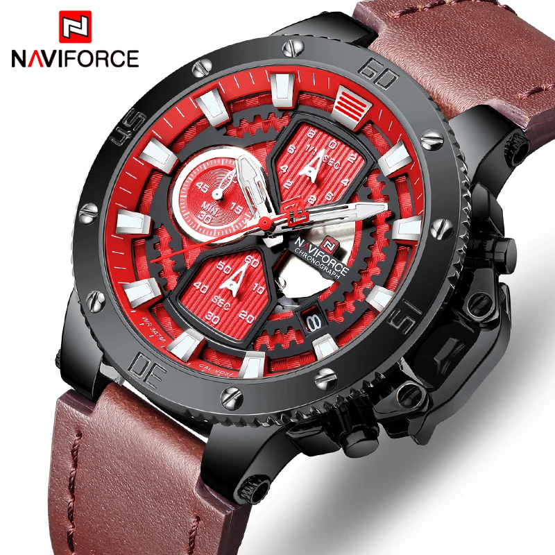 Часы наручные NAVIFORCE Мужские кварцевые модные спортивные брендовые Роскошные
