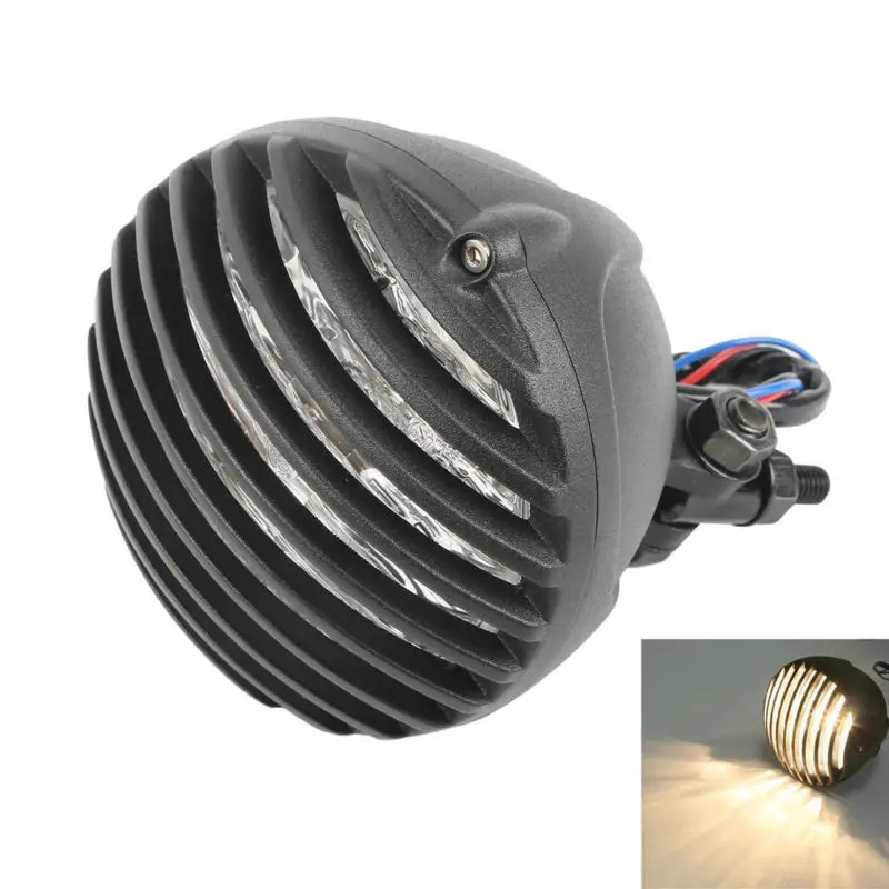 

Bullet Headlight Finned Grill Fits For Harley Chopper Bobber Cruiser Cafe Racer