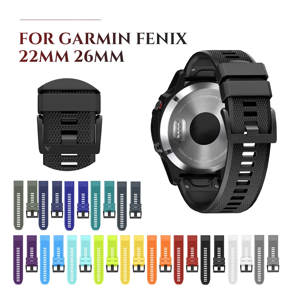Мягкий силиконовый ремешок для часов Garmin Fenix 5, 6 силиконовых полос, 22 мм, ремешок, быстро подходит для Garmin Fenix, 5X6X3, 3 часа, ремешок, 26 мм