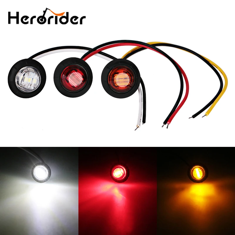 

10 pcs 12V LED Side Marker Turn Signal Light Clearance Indicator Bezel Lamp Truck Trailer Caravan Round Amber Red White lights