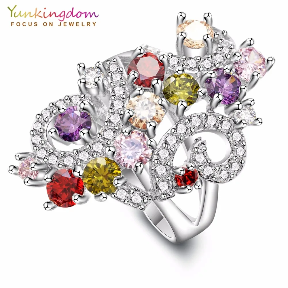 Yunkingdom винтажные Роскошные блестящие красочные кристаллы кубического циркония