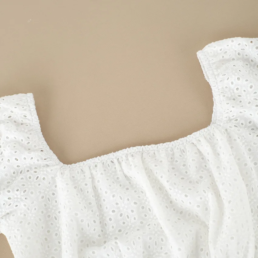 Винтаж квадратный воротник с расклешенными рукавами укороченный Топ для женщин