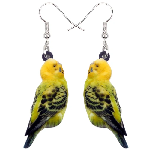 Budgerigar Parrot Bonsny акриловые летающие Voilet Sabrewing птица Колибри серьги большие длинные висячие Висячие модные украшения в виде животных для женщин девочек - Окраска металла: Budgerigar Parrot