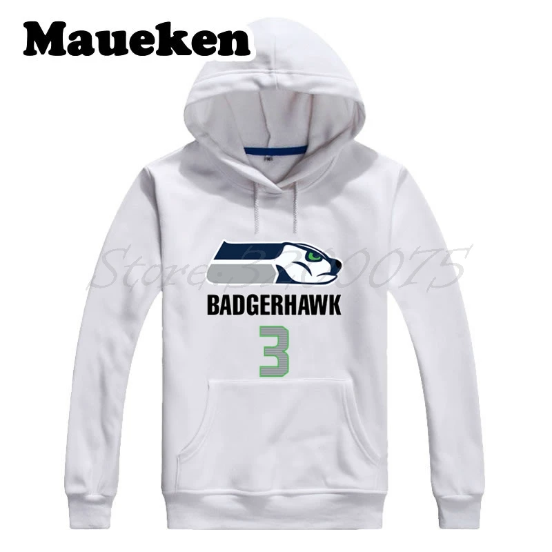 Мужские толстовки с капюшоном Russell Wilson 3 DangerRuss BadgerHawk плотные на осень и зиму