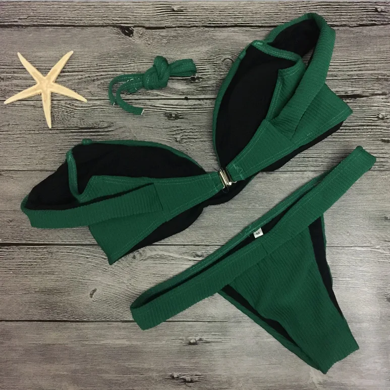 

2017 Bikinis Women Off The Shoulder Swimsuit Swimming Suit Sexy Bandeau Bikini Push up Padded Swimwear Set Bathing Suits