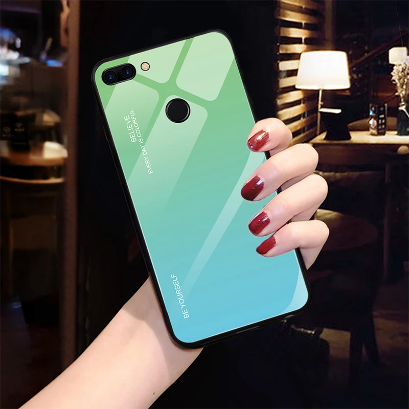 Умный чехол huawei P с градиентом, чехол из закаленного стекла для huawei P Smart PSmart,, FIG-LX1, FIG-LX2, FIG-LX3, 5,65 дюймов, защитный чехол