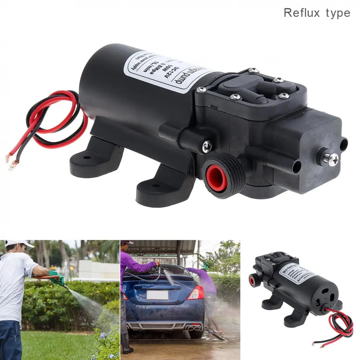 12V 60W 5L/мин регулируемое Универсальное крепление для самовсасывающий мембрана высокого Давление электрическая Автомобильная моющая насос для автомобиля/дома/сад