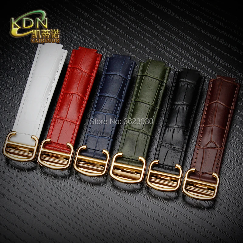 Чехол из натуральной коровьей кожи с ремешком для часов cartier с откидной пряжкой для размеров 18 мм 20 мм белый красный синий зеленый черный коричневый