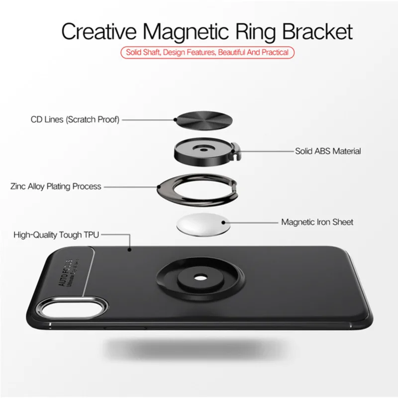 Coque для iphone X чехол кольцо случаях держатель Мягкие TPU Магнитная кузова задняя