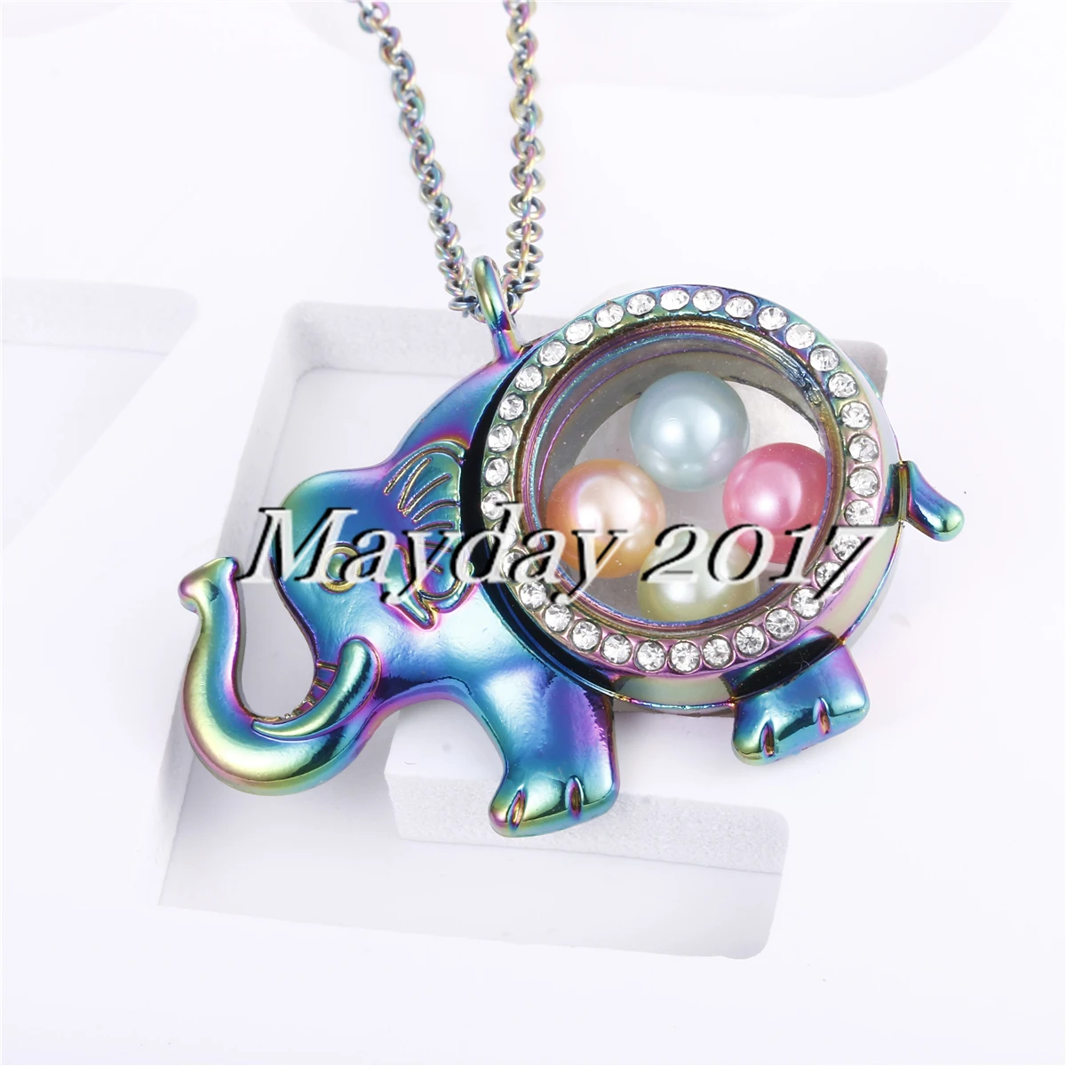 Ожерелье-медальон с плавающим стеклом-драконом радужного цвета ожерелье