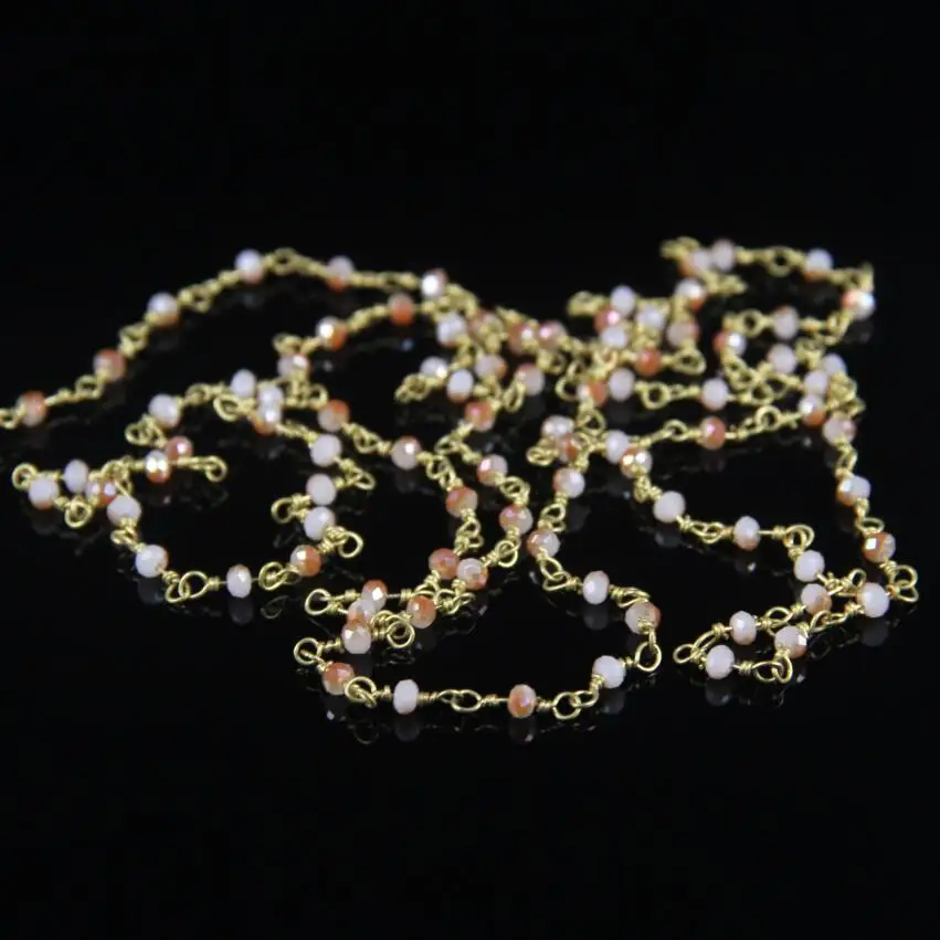 Модные Цепочки 2x3 мм крошечные оранжевые стеклянные кристаллы граненые бусины