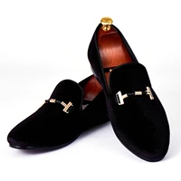harpelunde men fashion shoes buckle strap wedding shoes black velvet loafers size 6 14