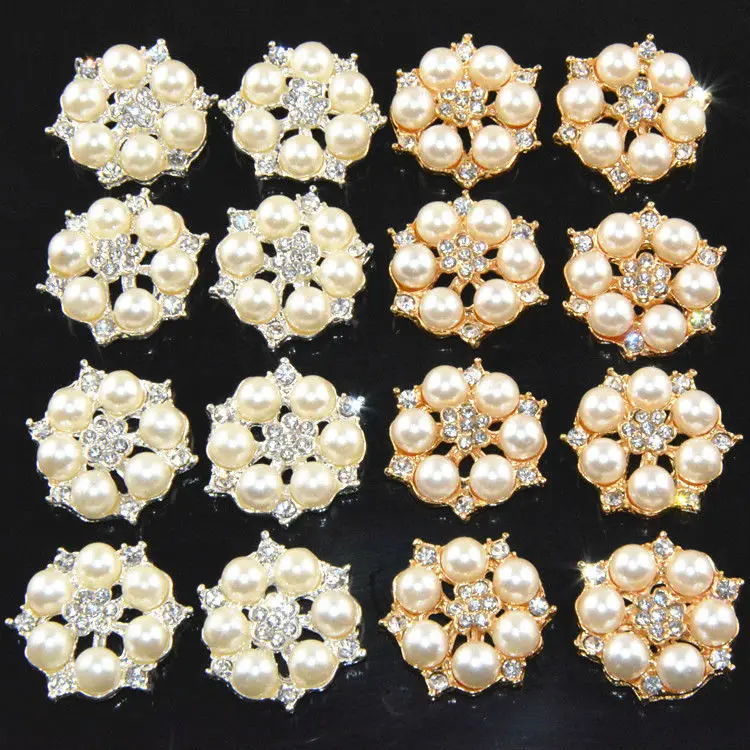 120 шт./лот 26 мм модные аксессуары для волос с кристаллами и жемчугом серебристого