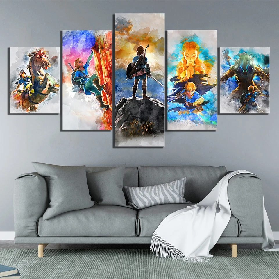 Принты для домашнего декора живопись 5 панелей легенда о Зельде картинки игра