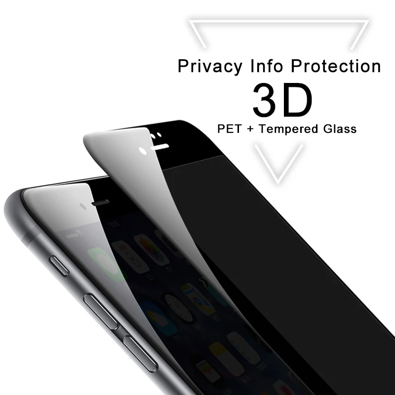 3D полное покрытие Анти шпион экран протектор для iPhone 8 7 6 6s Plus SE 2020 X XS 11 12 Mini Pro Max