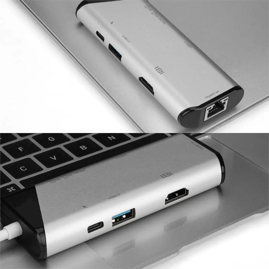Концентратор USB C 7 в 1 адаптер HDMI Ethernet Rj45 4K 3 устройство для чтения SD/TF карт MacBook Pro iPad