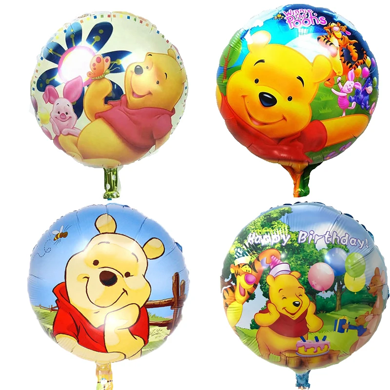 5pcs New 18inch round Winnie the Pooh baby shower Foil Balloons Cartoon Bear Aluminum Globos Birthday Party decor Supplies toys | Дом и сад
