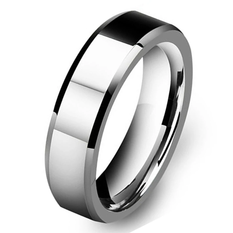 Кольца из карбида вольфрама для мужчин и женщин Серебряные Плоские обручальные