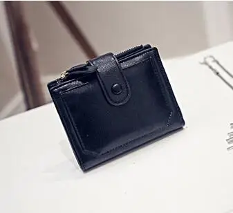 black Кошелек женский винтажный Модный высококачественный маленький кошелек кожаный кошелек женский бумажник маленький карман на молнии для монет - Цвет: black