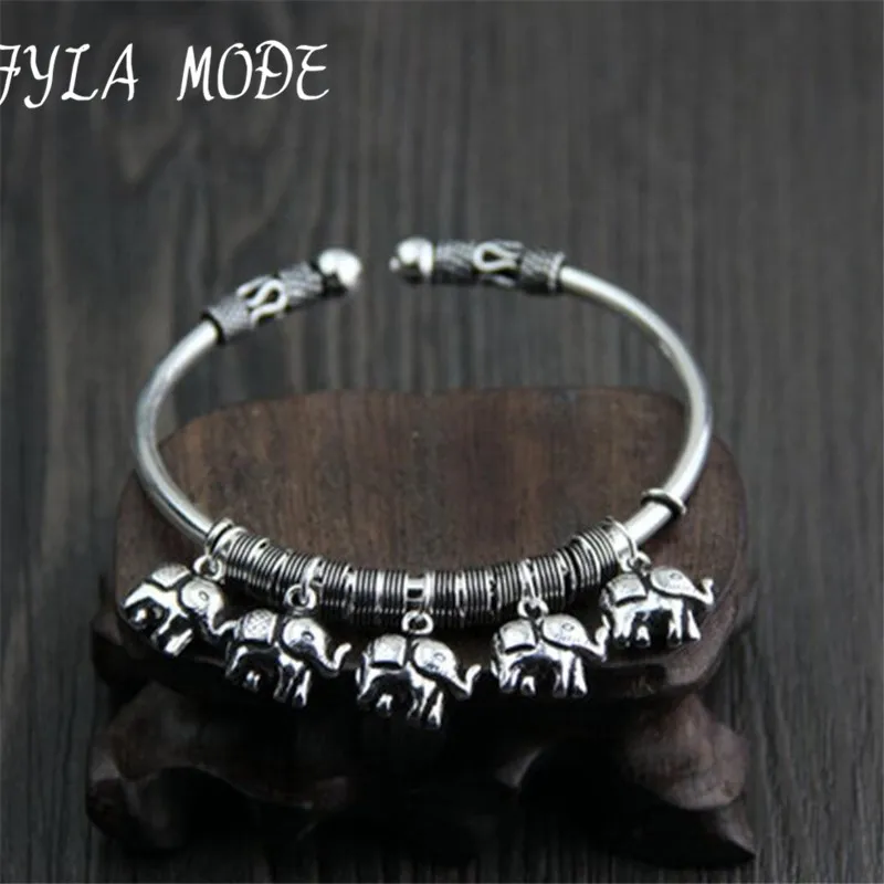 925 браслеты из стерлингового серебра для женщин богемные 5 слонов очаровательные