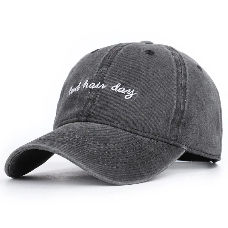 

2021 New Hair Day Cap Washed Baseball Cap Women Men Hat Cap Casual Snapback Letter Dad Hat Summer Cotton Adjustable Bone Male