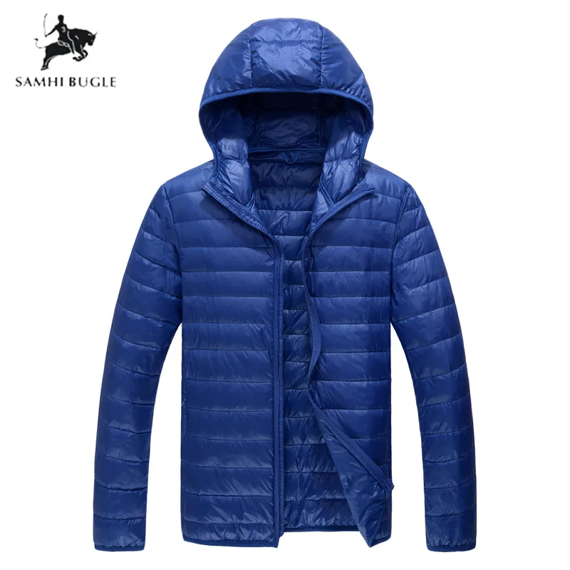 Royal blue Winter Men Hooded Ultralight Jacket White Duck Down Jacket Men Down Jackets Outdoors Winter Male Casual Down Jacket Coat - Цвет: Royal blue