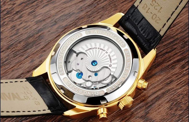Роскошные карнавальные tourbillon часы мужчин серебро Нержавеющая сталь Водонепроницаемый автомат Дата наручные часы Relógio мужской