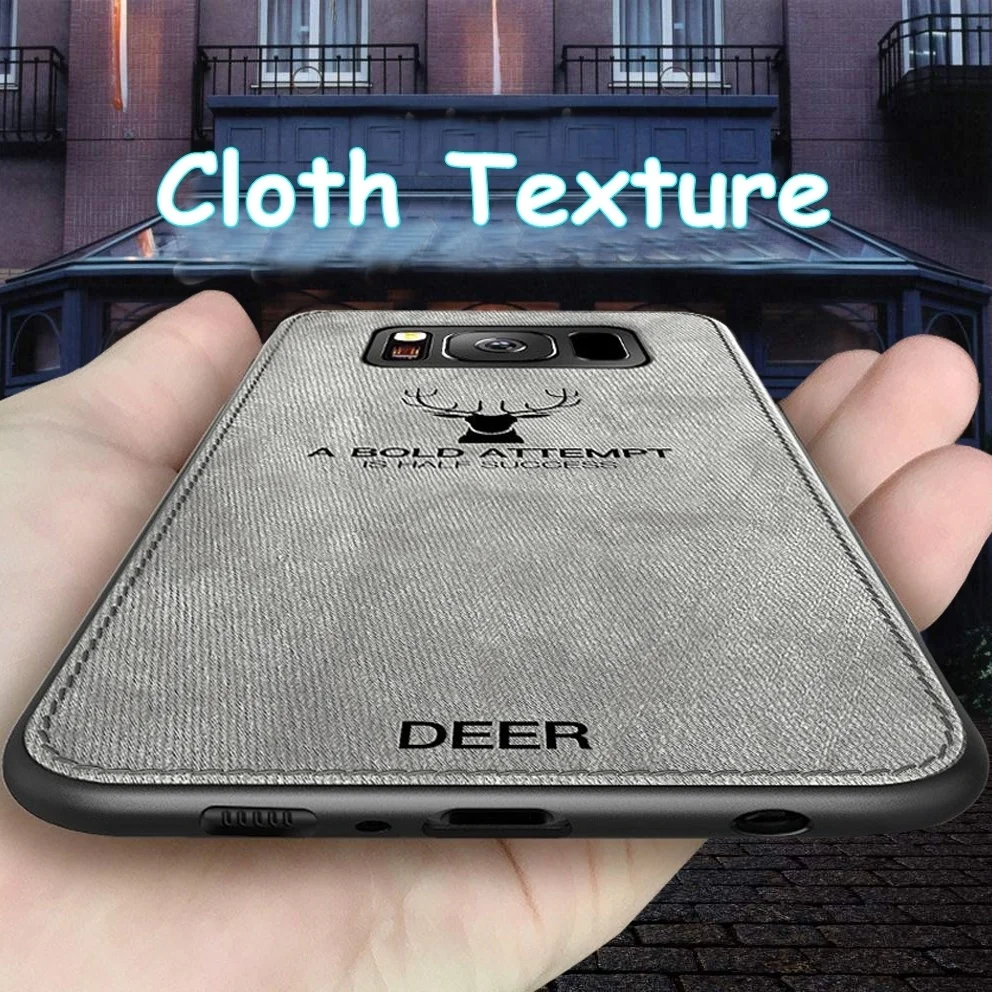 

Luxury Cloth Texture Phone Case For Samsung Galaxy S9 S8 S10 Plus Note 9 S8plus S10E Retro 3D Deer Soft Leather Back Cover Capa