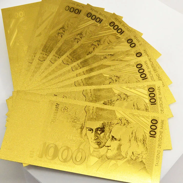 Бестселлер банкноты немецкие с покрытием из фольги золотой банкнот 1000 марки для