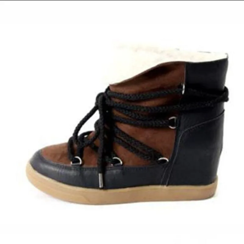 Zapatillas Mujer/модные зимние ботинки на меху увеличивающие рост теплые мотоботы