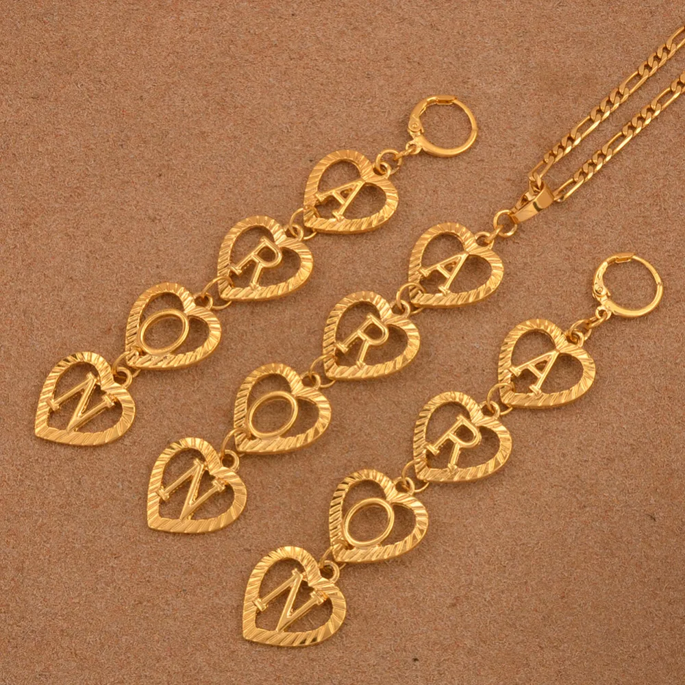 Серьги подвески с 4 буквами инициализированным именем ожерелье серьги для женщин