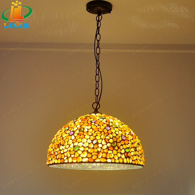 Европейская сельская Тиффани натуральный красочный агат камень люстра вилла