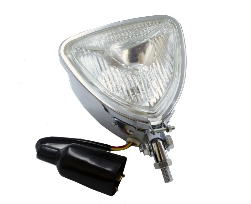 Хромированная винтажная стальная Янтарная мотоциклетная фара треугольная