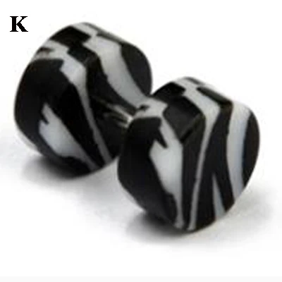 K BOG-Pair, акриловые, смешанные, стильные, винтовые, мужские серьги, женские, стальные, жевательные, поддельные Заглушки для ушей, измерительные приборы, иллюзия, туннель, тело, Jewelry16G - Окраска металла: K