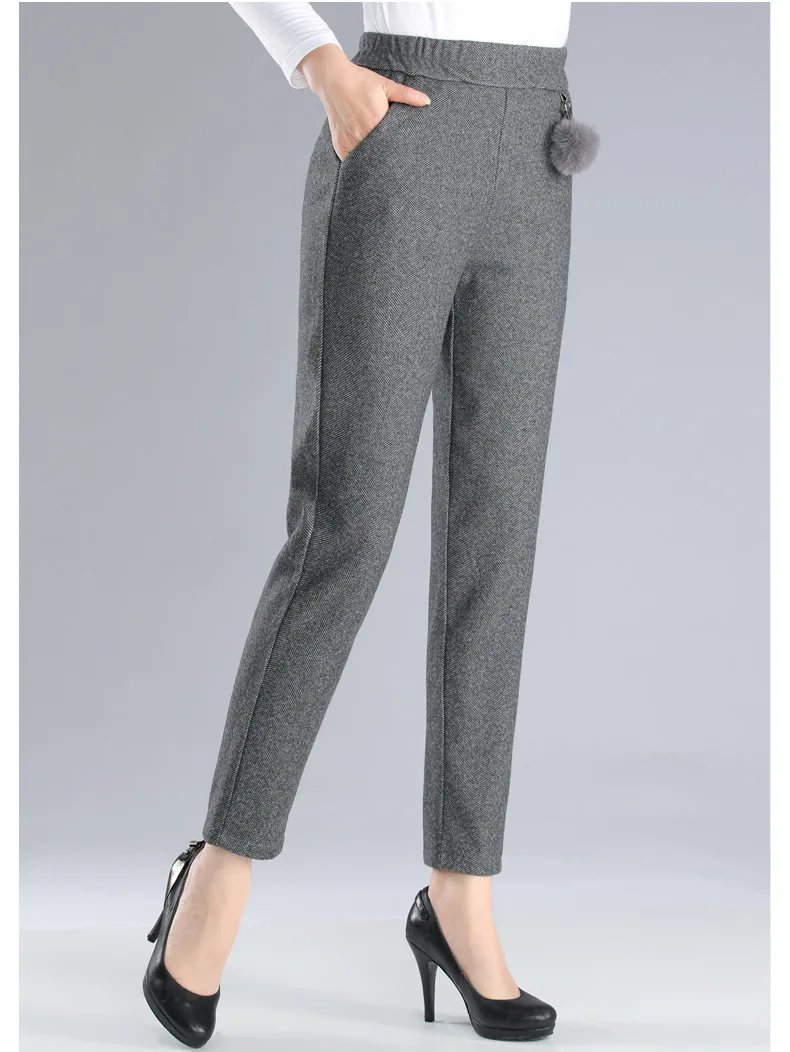 XJXKS pantaloni donna, высококачественные теплые женские штаны-шаровары, удобные модные однотонные повседневные женские брюки с украшением