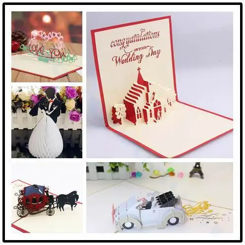 3D церковная Выдвижная открытка бумажная с вырезами для приглашений свадебная