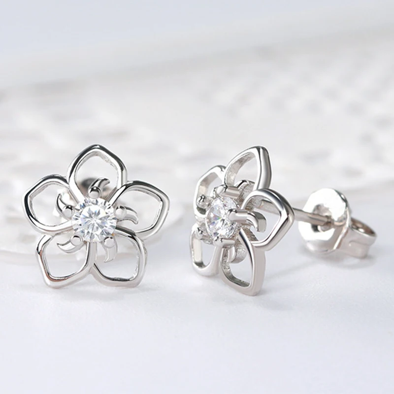 Женские серьги-гвоздики в Корейском стиле прозрачные фиолетовые серебряные